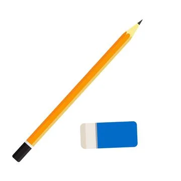Flat vector illustration of simple lead pencil of orange and yellow color and Illustrazione stock