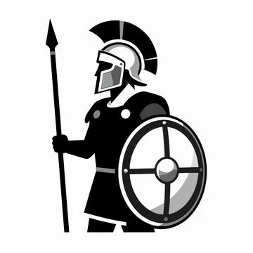 Flat Vector Illustration of a Single Ancient Greek Spartan Hoplite Warrior,.. 库存插图