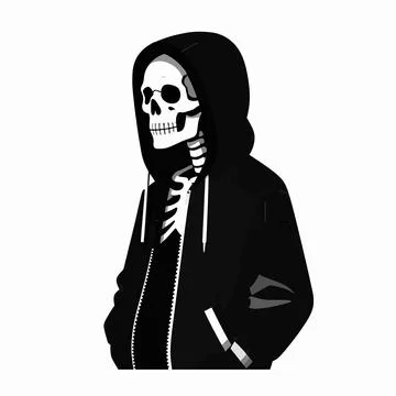 Flat vector illustration of a single skeleton adult male wearing a black st.. 库存插图