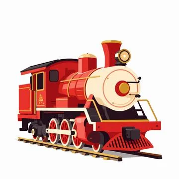 Flat vector illustration of a single vintage steam locomotive engine with r.. Illustrazione stock
