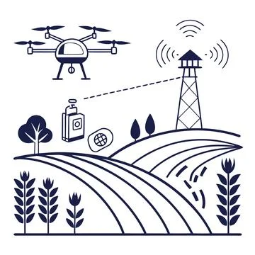 Flat Vector Illustration Of Smart Agriculture Tech (1) Stock Illustration