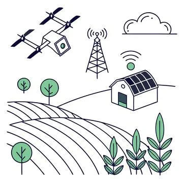 Flat Vector Illustration Of Smart Agriculture Tech Stock Illustration