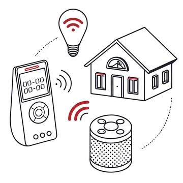 Flat Vector Illustration Of Smart Home Technology (1) Stock Illustration