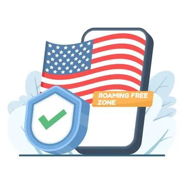 Flat vector illustration of smartphone with shield and check mark Stock Illustration