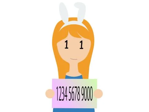 Flat vector illustration of a smiling caucasian woman holding Japanese my num Stock Illustration