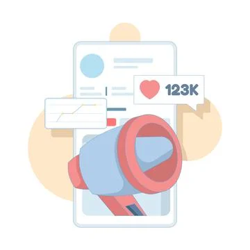 Flat vector illustration of social media engagement concept Stock Illustration