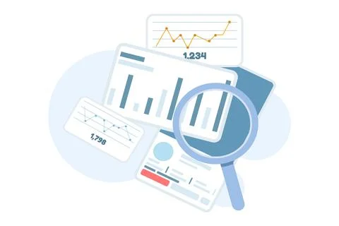 Flat vector illustration of social media analytics Stock Illustration