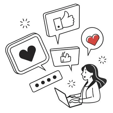 Flat Vector Illustration Of Social Media Communica (1) Stock Illustration