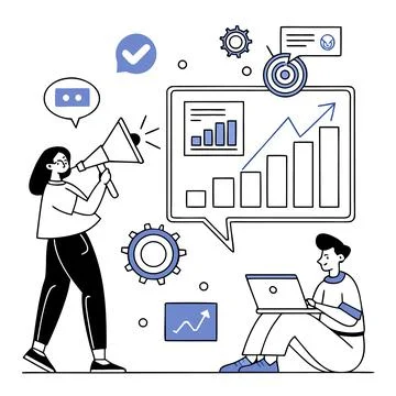 Flat Vector Illustration Of Social Media Marketing (1) Stock Illustration
