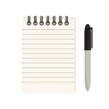Flat vector illustration of spiral notepad with lines with space for text and Stock Illustration