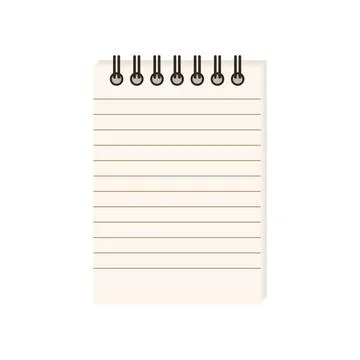 Flat vector illustration of spiral notepad with lines with space for text Stock Illustration