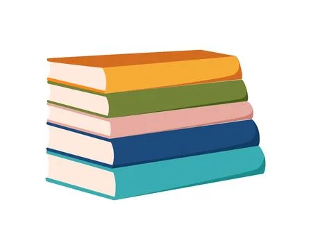 Flat vector illustration of a stack of colorful books with a white background Illustrazione stock