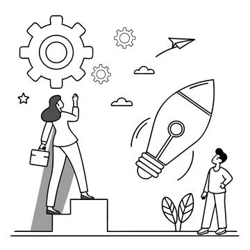 Flat Vector Illustration Of Startup Innovation Ide Stock Illustration