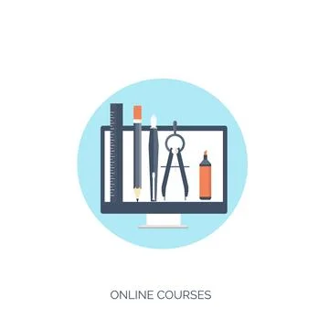 Flat vector illustration. Study and learning concept background. Distance Illustrazione stock