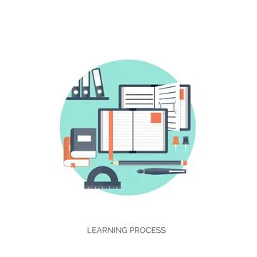 Flat vector illustration. Study ,learning concept background. Distance education Stockillustratie