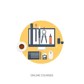 Flat vector illustration. Study ,learning concept background. Distance education Illustrazione stock