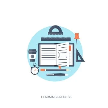 Flat vector illustration. Study ,learning concept background. Distance education Stock Illustration
