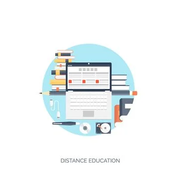 Flat vector illustration. Study ,learning concept background. Distance education イラスト素材