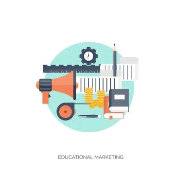 Flat vector illustration. Study ,learning concept background. Distance education Illustrazione stock