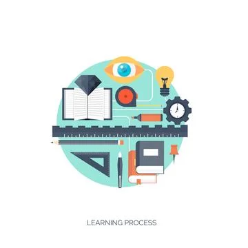 Flat vector illustration. Study ,learning concept background. Distance education Illustrazione stock