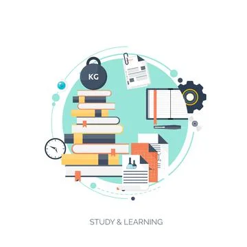 Flat vector illustration. Study ,learning concept background. Distance education Stock Illustration