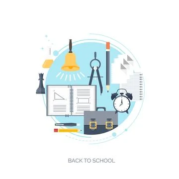 Flat vector illustration. Study ,learning concept background. Distance education Illustrazione stock