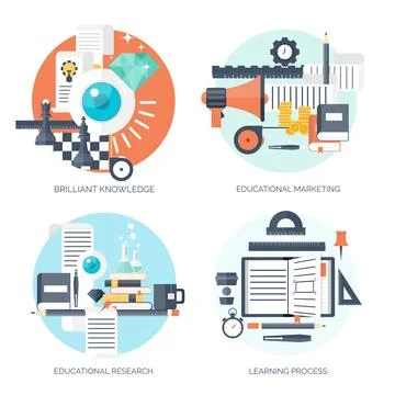 Flat vector illustration. Study ,learning concept background. Distance education Stockillustratie