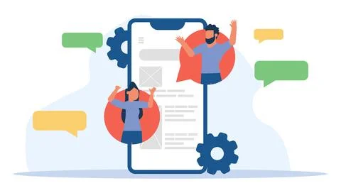 Flat vector illustration with successful business team involved in developm.. Stock Illustration