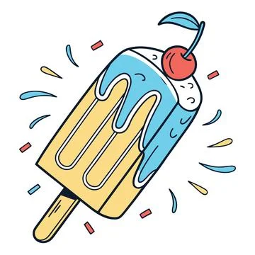 Flat Vector Illustration of a Summer Ice Pop with Bite Marks Stock Illustration