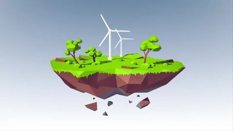 A flat vector illustration of a sustainable eco-friendly landscape featuring  Stock Footage 344462577