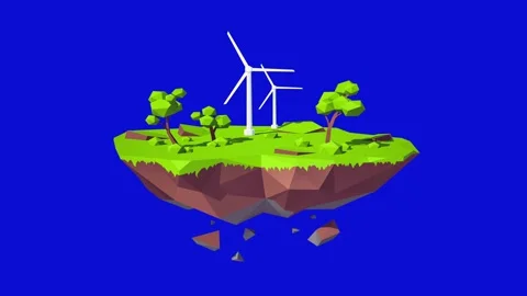 A flat vector illustration of a sustainable eco-friendly landscape featuring  Stock Footage 344463067