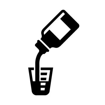 Flat vector illustration of syrup medicine pouring into a cup Stock Illustration