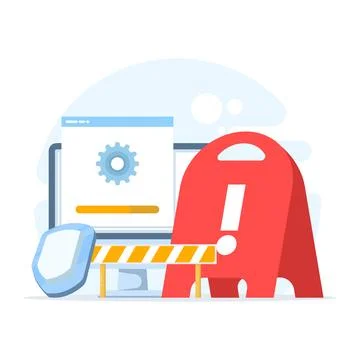 Flat vector illustration of system maintenance and software updates Illustrazione stock