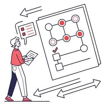 Flat Vector Illustration Of Task Management Workfl (1) Illustrazione stock