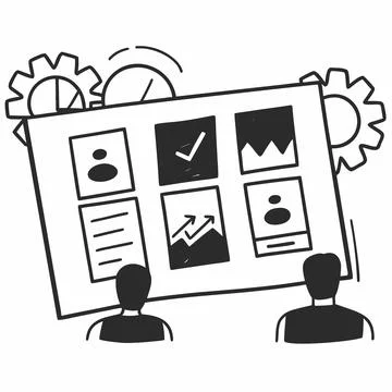 Flat Vector Illustration Of Team Productivity Work (1)(1) Stock Illustration