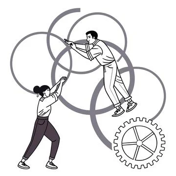 Flat Vector Illustration Of Teamwork Collaboration (1) Stock Illustration