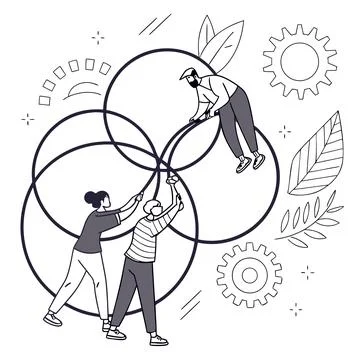 Flat Vector Illustration Of Teamwork Collaboration Stock Illustration