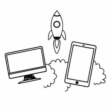 Flat Vector Illustration Of Technology Startup Lau (2) Stock Illustration