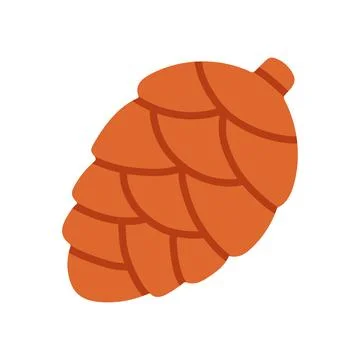 A flat vector illustration of a thick, rounded pine cone in warm orange, tilted Stock Illustration
