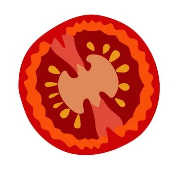 Flat Vector Illustration of a Tomato Slice 스톡 일러스트