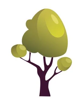 Flat vector illustration of a tree featuring vibrant green leaves and a dark  스톡 일러스트