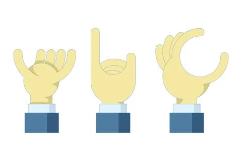 Flat vector illustration of various hand gestures Stock Illustration