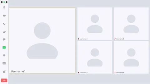 Flat vector illustration of video conference app layout. Call screen template Stockillustratie