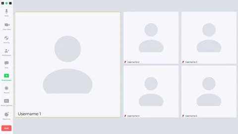 Flat vector illustration of video conference app layout. Call screen template 库存插图