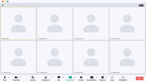 Flat vector illustration of video conference app layout. Perfect for design 스톡 일러스트