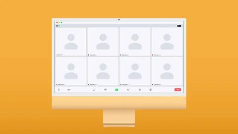 Flat vector illustration of video conference app layout. Call screen template Stockillustratie