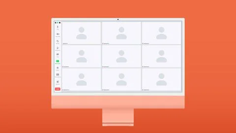 Flat vector illustration of video conference app layout. Call screen template Stock Illustration