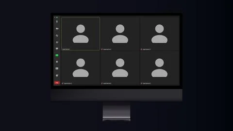 Flat vector illustration of video conference app layout. Call screen template イラスト素材