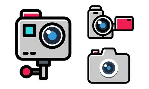 Flat vector illustration of video recorder with bold outline. Stock Illustration