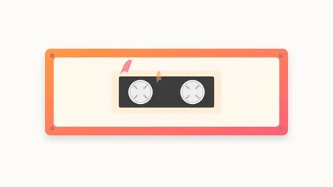 A flat vector illustration of a vintage cassette tape featuring rotating in.. Видео 346202270